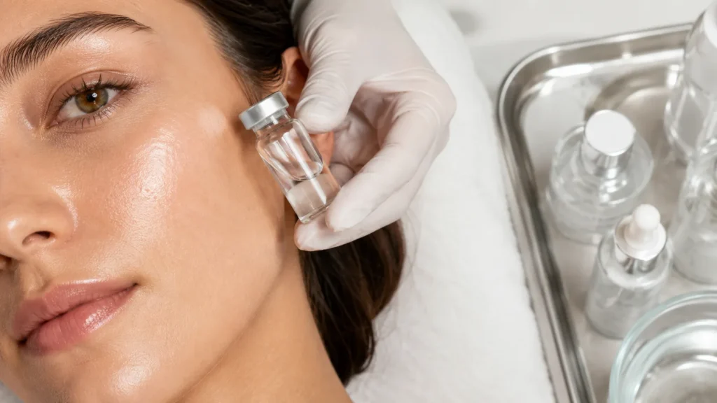 Illustration exosomes visage : vésicules extracellulaires et régénération cutanée en médecine esthétique